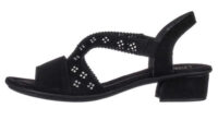 Čierne dámske sandále RIEKER zdobené kamienkami