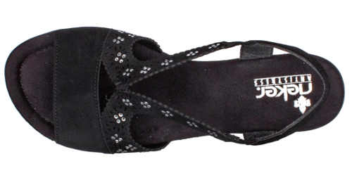 Čierne dámske sandále Rieker zo syntetickej kože