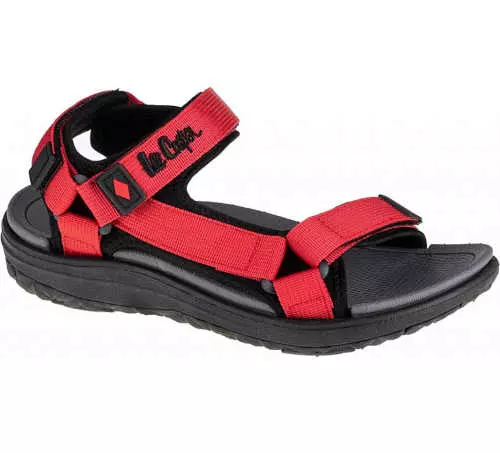 Červeno-čierne letné sandále