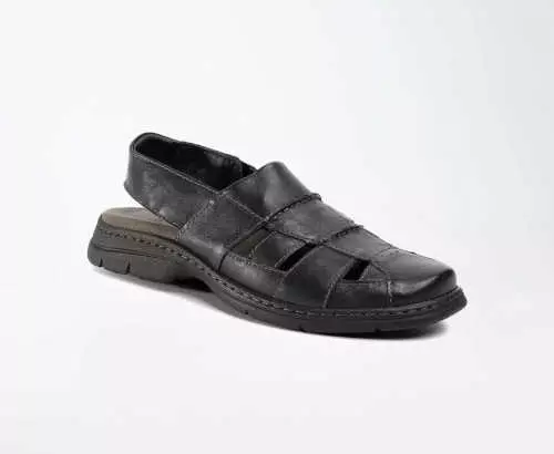 Pánske čierne kožené sandále GO SOFT