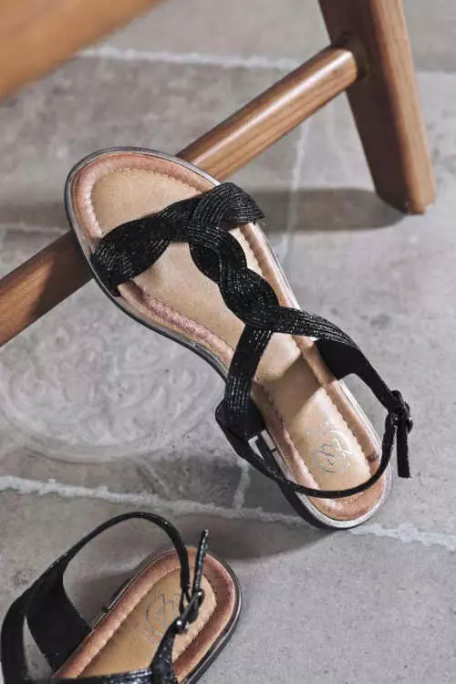Čierne dámske nízke sandále