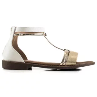 Nízke sandále v kombinácii bielej a zlatej farby